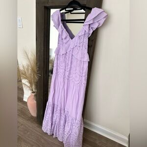 💜 Jessica Simpson purple eyelet maxi dress NWOT